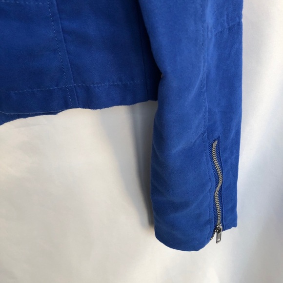 COPY - Cobalt blue cropped moto suede jacket - Picture 7 of 15